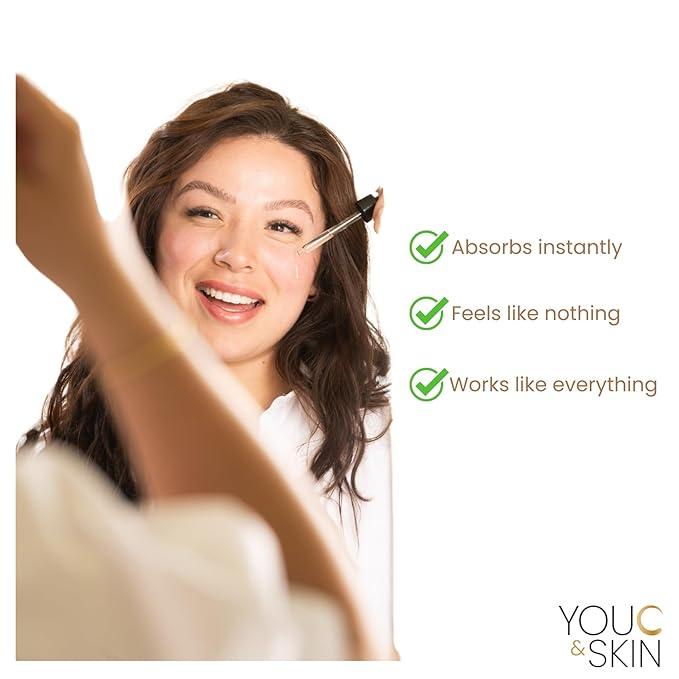 You C & Skin Vitamin C Serum for Face & Neck for Men & Women - Anti-Oxidant Rich, Collagen Boosting, Repairs & Protects against Sun Damage