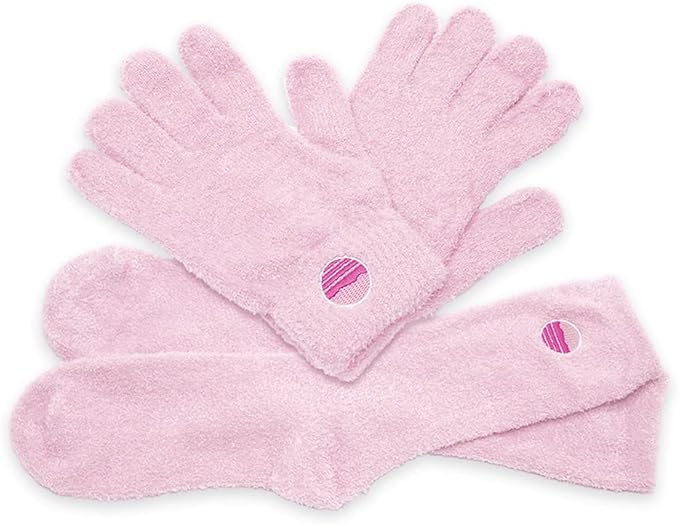 Moisturizing Socks and Gloves Set | Pink Fuzzy Socks and Gloves with Aloe and Vitamin E for Women | Women's Gifts for Self-Care