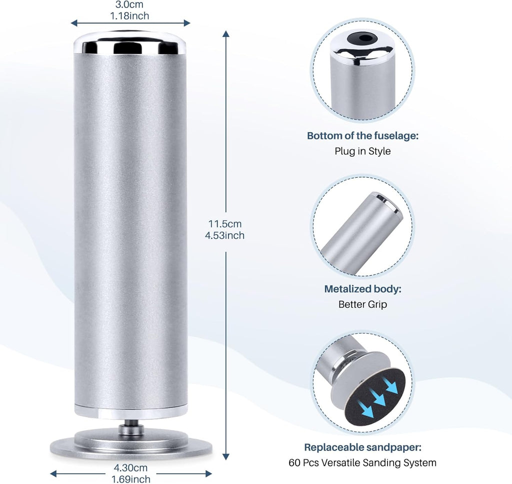 Electric Foot File Remover Callus: Profesional Pedicure Tool for Foot Sander - Summer Adjustable Speed Feet File Grinder for Skin and Calluses - 60 Pcs Replacement Sandpaper Disk for Home Spa Salon