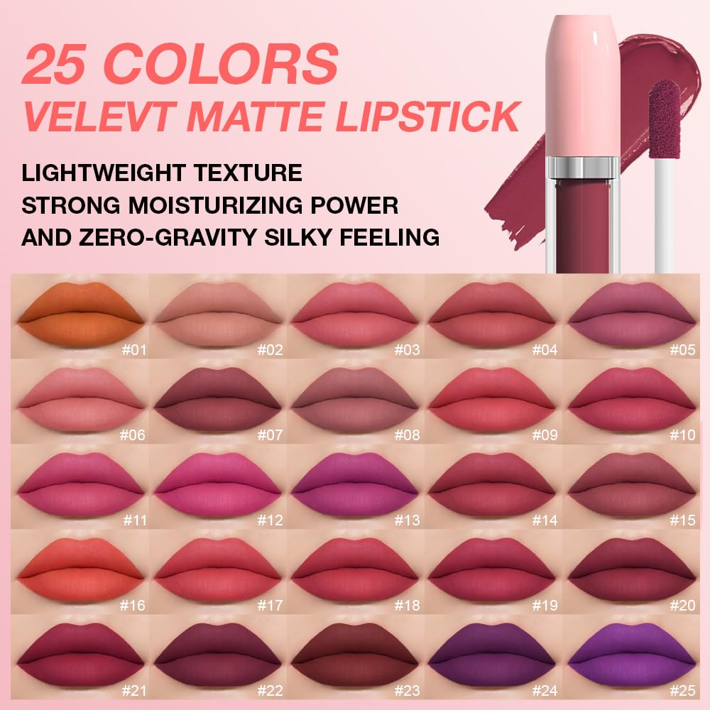 BINGBRUSH Super Matte Longwear No-Budge Stay On Smudge Proof Liquid Lipstick Long Lasting Makeup for Women,Highly Pigmented Color and Instant Shine, Cheeky