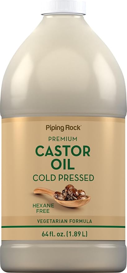 Piping Rock Castor Oil | 64 Fl Oz | Premium Liquid Drops | Cold Pressed and Hexane Free | Vegetarian, Non-GMO, Gluten Free