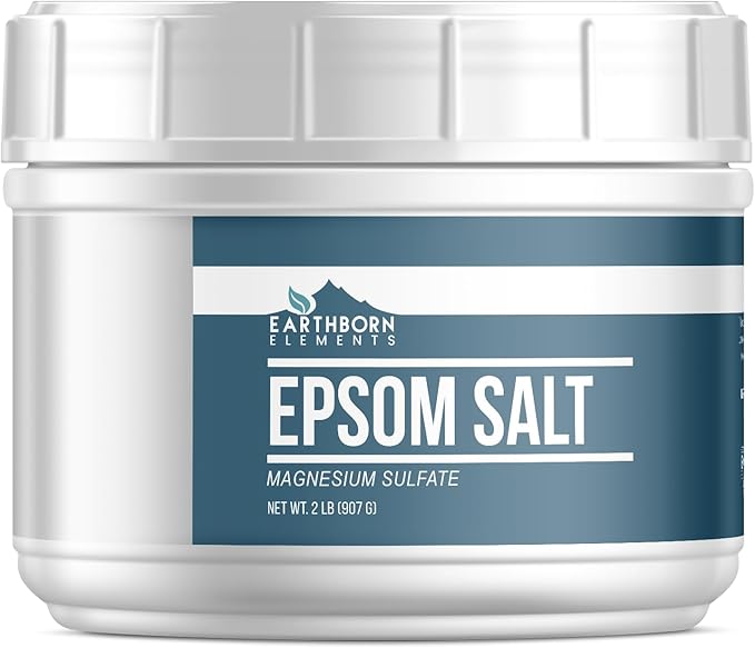 Earthborn Elements Epsom Salt (2 lb), Magnesium Sulfate Soaking Solution, All-Natural