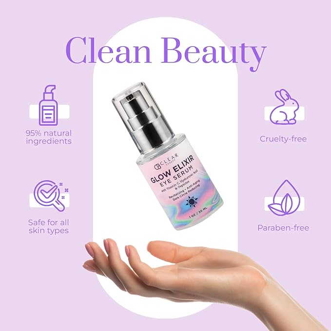 Vitamin C & Hyaluronic Acid Under Eye Serum - Dermatologist Tested, Reduces Eye Bags, Puffiness, Dark Circles & Wrinkles, Clean Beauty, Cruelty-Free Korean Skin Care - All Skin Types