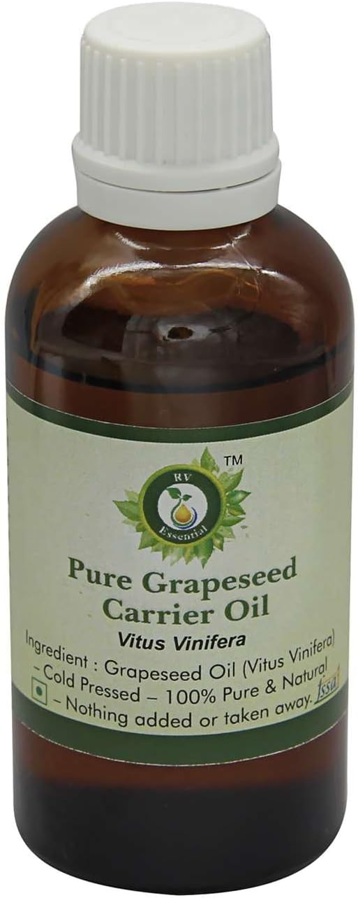 Grapeseed Oil | Vitus Vinifera | for Hair | for Face | for Skin | for Body | for Cooking | 100% Pure Natural | Cold Pressed Grapeseed Oil | Unrefined Grapeseed Oil | 50ml | 1.69oz by R V Essential