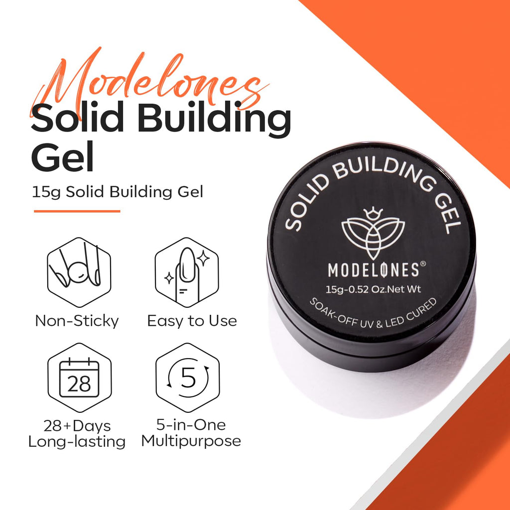 modelones 3D Sculpting Gel, Milky White Solid Nail Builder Hard Gel for Nail Art Molding & Extensions for Chrome Powder, Nails Glitter Polish Home DIY Manicure, U V Lamp Needed