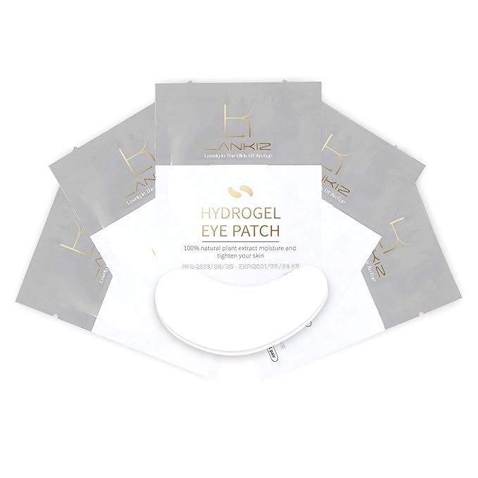 LANKIZ 100 Pairs Under Eye Gel Pads for Lash Extensions, 100% Natural Plant Extract, Collagen Hydrogel, Lint-Free, Moisturizing, Reduces Dark Circles and Eye Puffiness