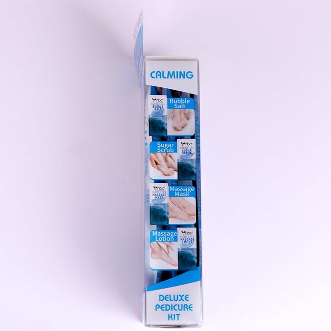 Pedicure Kit Foot Soak Set: Bubble Salt, Sugar Scrub, Massage Mask, Massage Lotion in a Box, 4 Step Foot Spa Kit for Dry Feet, Softens Calluses(1 Set Pacific Waves)