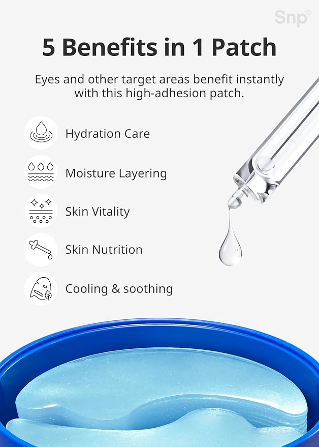 SNP [K Beauty Bird's Nest Aqua Moisturizing Eye Patch | Hydrating and Cooling for All Skin Types | Maximum Hydration Eye Patches | Korean Skincare Eye Mask | 60 Patches