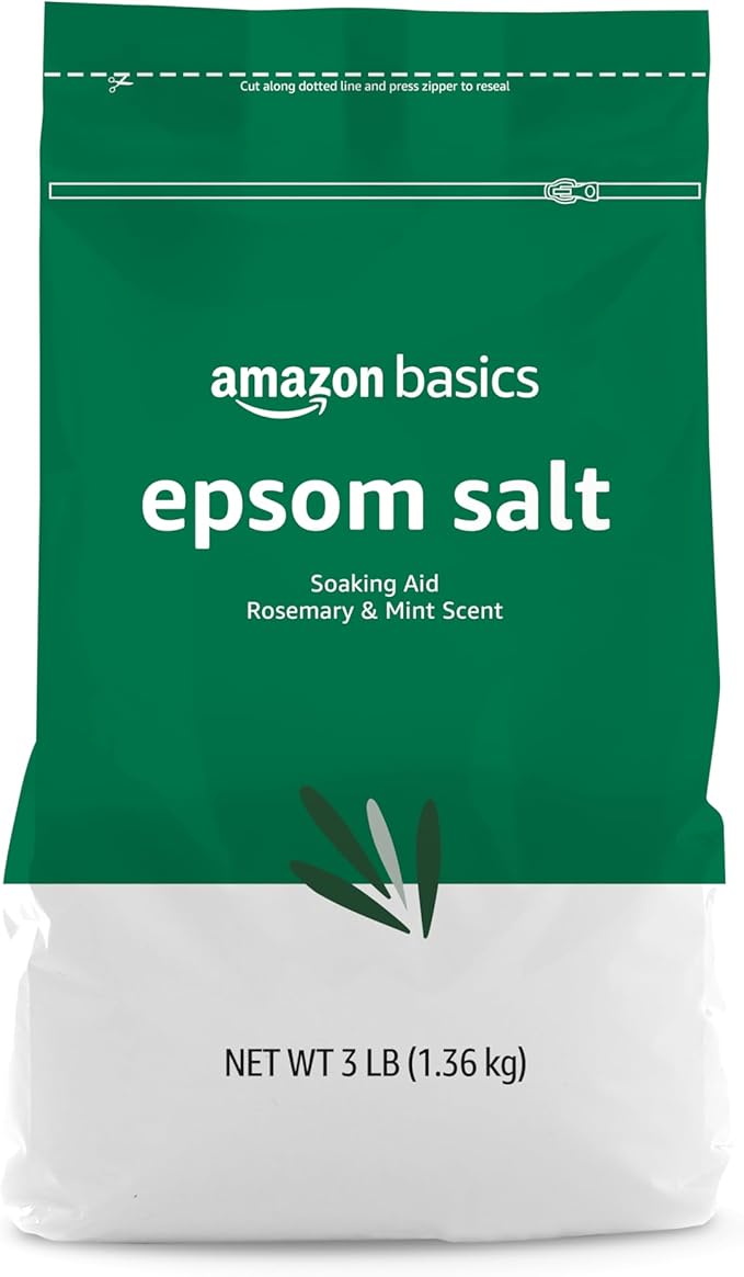 Amazon Basics Epsom Salt Soaking Aid, Rosemary & Mint Scent, 3 pound (Pack of 1) (Previously Solimo)