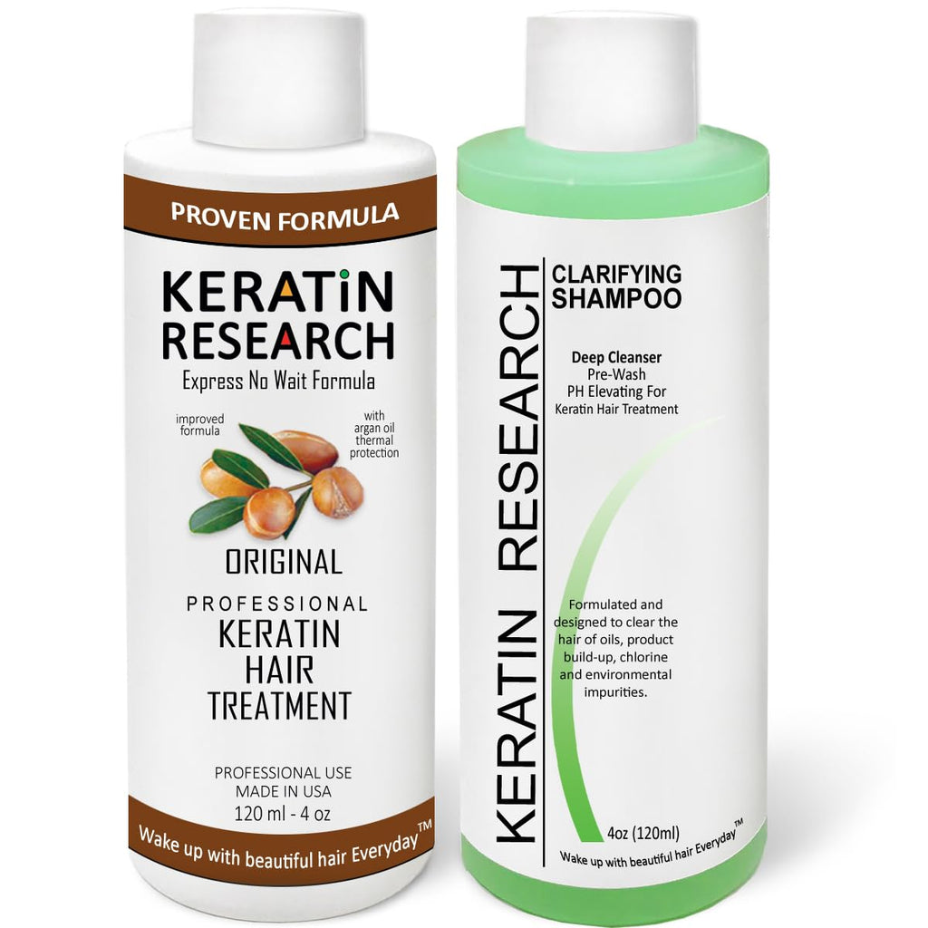 Brazilian Keratin Hair Straightening Complex (2x 120ml) - Blowout Long-Lasting Treatment with Argan Oil for Smooth, Professional Straightening Results - Keratin Research