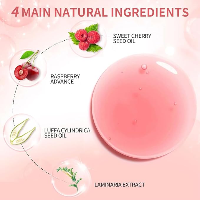 Plumping Lip Oil, Hydrating Gloss Tinted Lip Balm Transparent Lip Care, Big Brush Head Glitter Shine, Long Lasting Nourishing Non-sticky Fresh Texture(PINK)