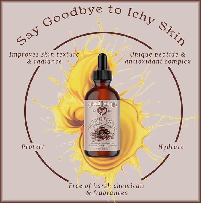 Natural Born Oils Roasted Coffee Bean Oil, 4oz, Organic, Cold-Pressed, High in Antioxidants, Perfect for Skin Nourishment, Hair Vitality