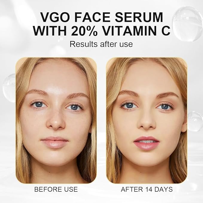 VGO Facial Serum for Face Vitamin C Face Serum with collagen, fights Brown spots,Smooth skin tone, targets skin, smoothes fine lines, with Vitamin E 1.01 FL Oz