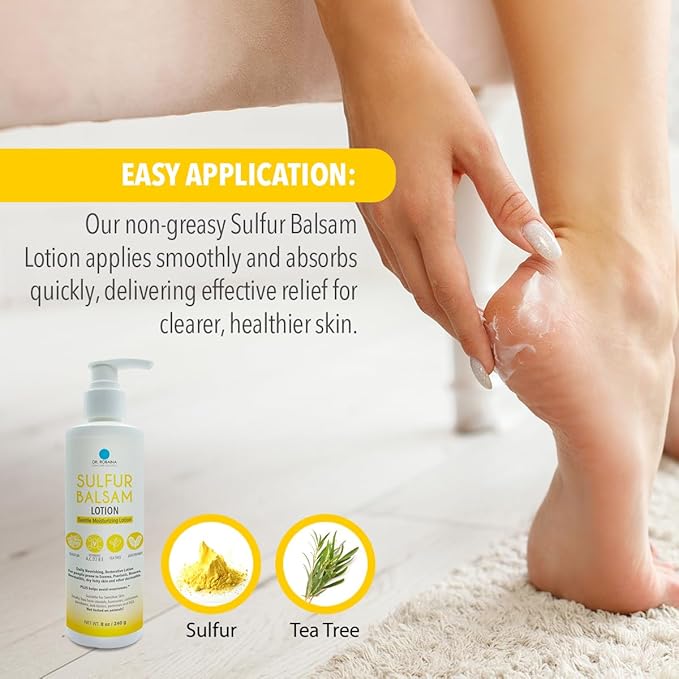 Dr. Robaina Sulfur Balsam Lotion – Daily Moisturizing Lotion for Eczema and Psoriasis Relief – Soothes Redness, Hydrates Sensitive Skin – Natural Ingredients – Made in the USA (Pack of 2)