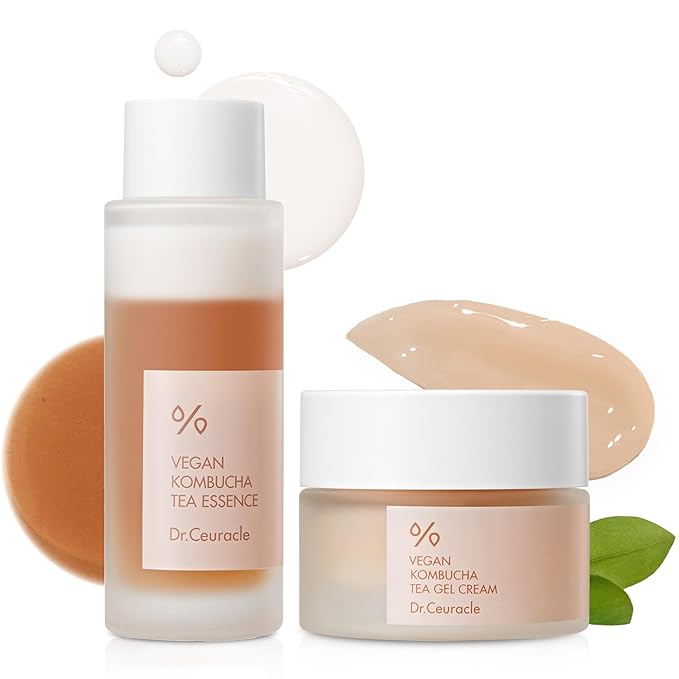 Dr.Ceuracle Vegan Kombucha Tea Beginning Set - Kombucha Korean Skincare Milky Toner Essence and Gel Cream for Travel Mini Size Set