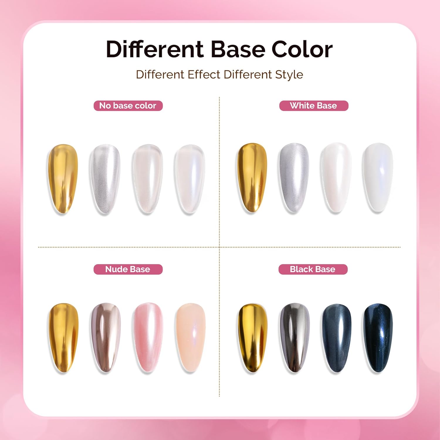 MelodySusie 4Pcs Chrome Nail Powder for Gel Nails, Aurora Fine Glitter Powder Mirror Effect Pigment Pearlescent Mermaid Pigment Pearl Glitter for Home DIY Salon Use