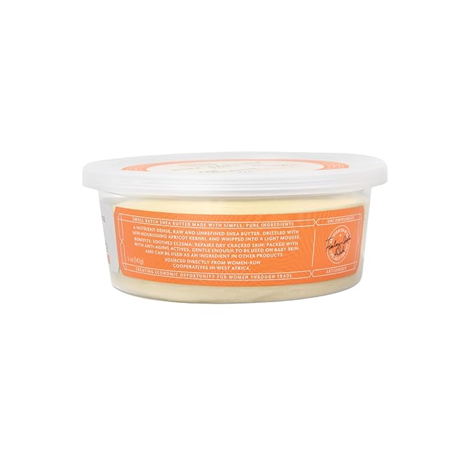 Shea Radiance P.U.R.E Raw Shea Butter | 100% Natural & Unrefined Body Butter | Soothes, Softens, & Increases Collagen | Long Lasting Moisture | Moisturizer for Sensitive Skin | Apricot Oil (5oz)