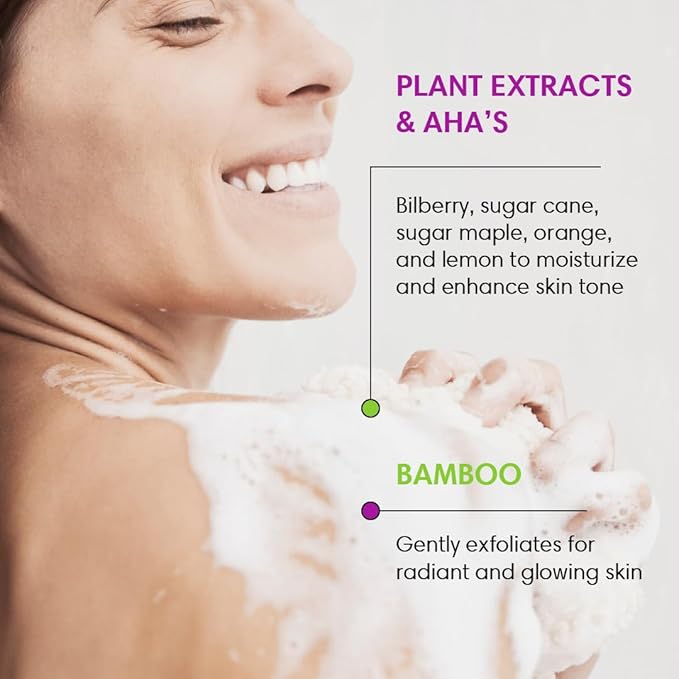 ShiKai Very Clean Bamboo Body Scrub (Relax Lavender, 6 oz) | Gentle Hydrating & Exfoliating Skin Cleanser | With 5 Fruit Complex & AHA Acids