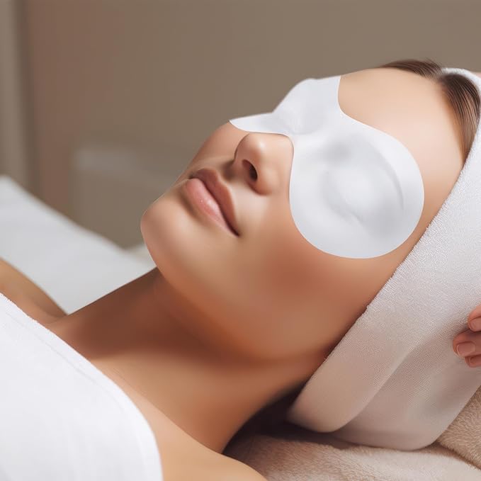 100 Sheets Disposable Non Woven Eye Mask, DIY Cotton Eye Mask Paper, Facial Eye Covers Pads for Skincare, Spa, Moisture Retention
