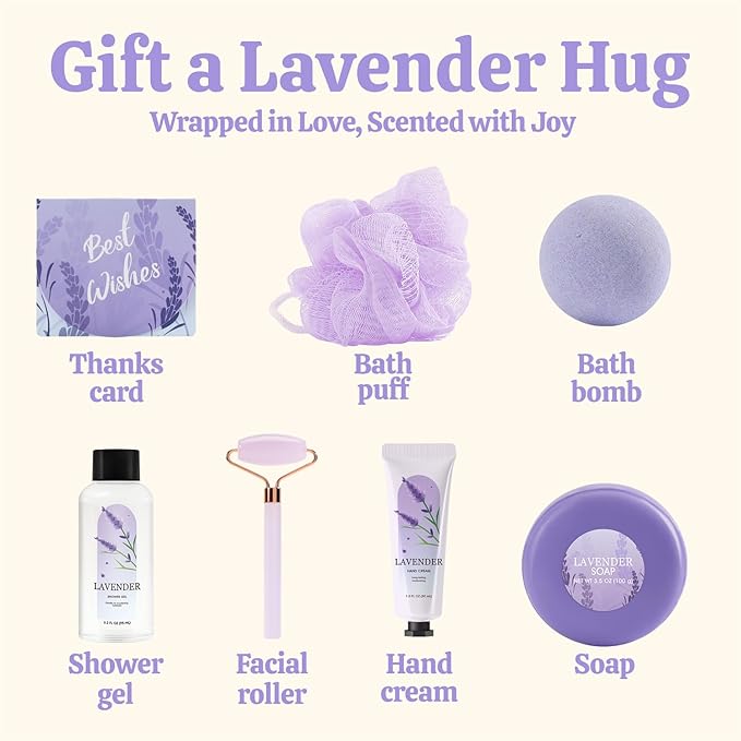 Gift Set for Women,Muse lagoon Lavender Relaxing Bath and Body Gift Baskets Self Care Gift Ideas Birthday Gifts Mothers Day Gifts