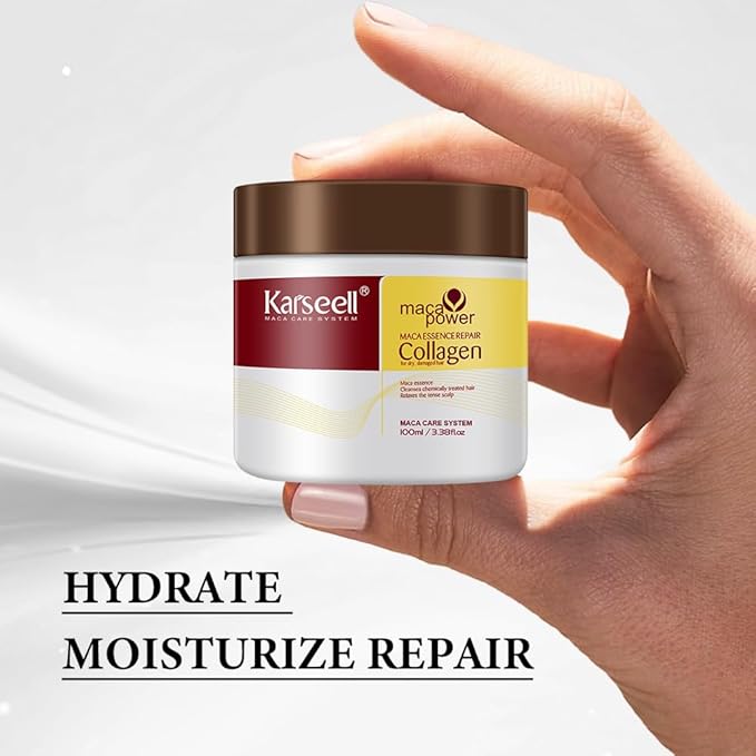 Karseell 3.38floz 100ml Collagen Hair Treatment Deep Repair Conditioning Argan Oil Collagen Hair Mask Essence for Dry Damaged Hair All Hair Types