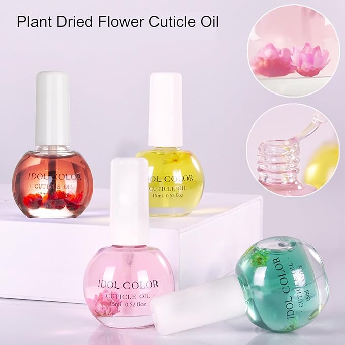 Flowery Scented Cuticle Oil, Infused with Real Flowers, Cuticle Revitalize Oil, Nail Oil For Growth And Strength, Cuticle Remover - Nail Strengthener - Cuticle Softener (0.5 fl.oz, STRAWBERRY)