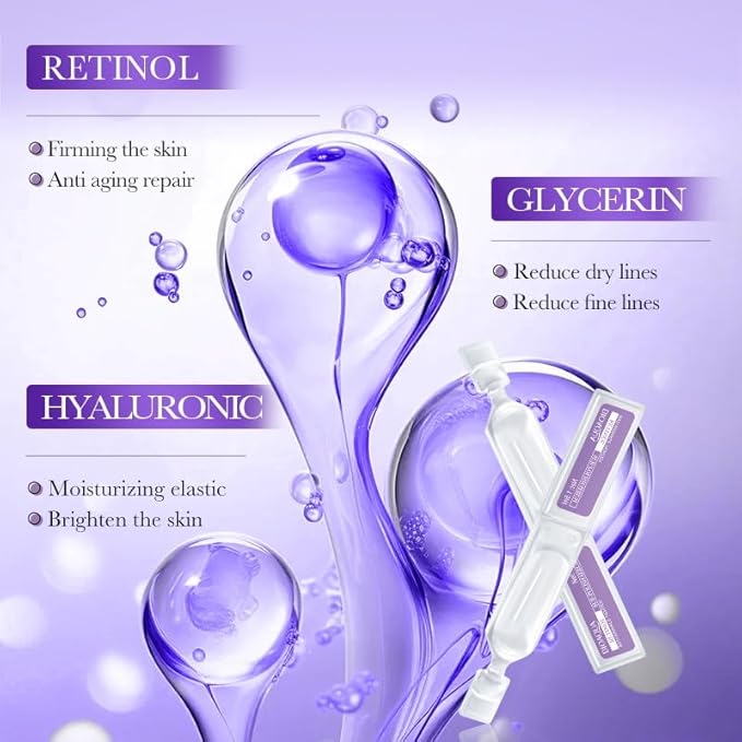Retinol Serum for Face with Hyaluronic Acid – 1.5ml x 60PCS, Hydrating Facial Serum, Smoother Skin, Anti-Aging – Travel Size Skincare, Single-Use Vials Skincare(3.04 Fl Oz (Pack of 2))