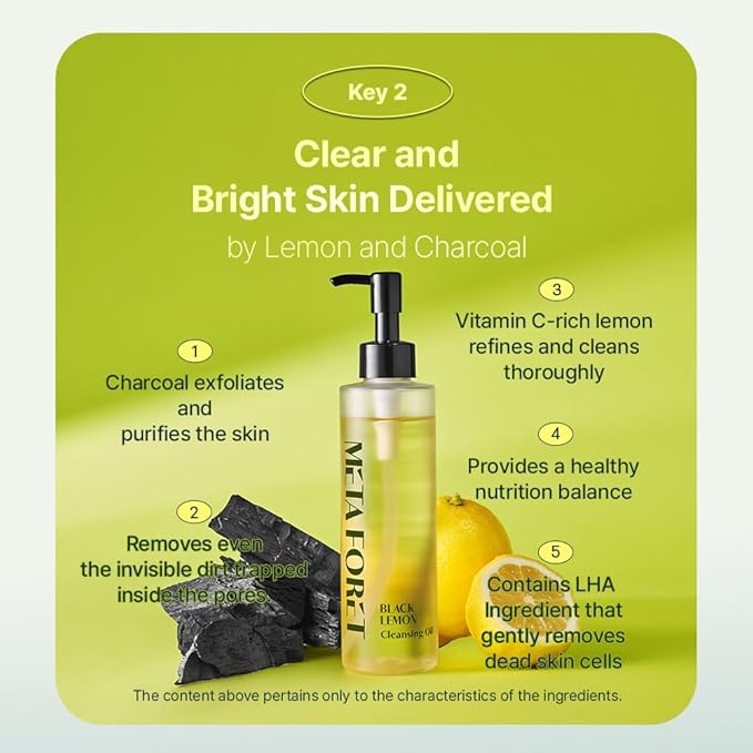 METAFORET Black Lemon Cleansing Oil 200ml/6.76fl.oz Makeup & Sunscreen Remover, Face Cleanser, Sebum Control, Deep Cleansing