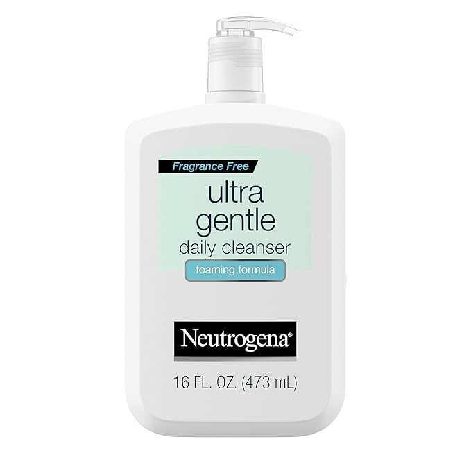 Neutrogena Fragrance Free Ultra Gentle Foaming Daily Cleanser, Hydrating Face Wash for Sensitive Skin, Removes Makeup & Gently Cleanses Without Over Drying, Hypoallergenic, 16 fl. oz