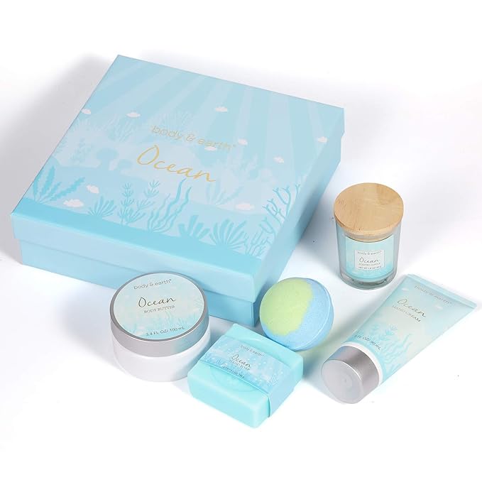 Spa Gift Set for Women, Bath and Body Set with Ocean & Jasmine & Honey Scent, 11 Pcs Gifts for Women,