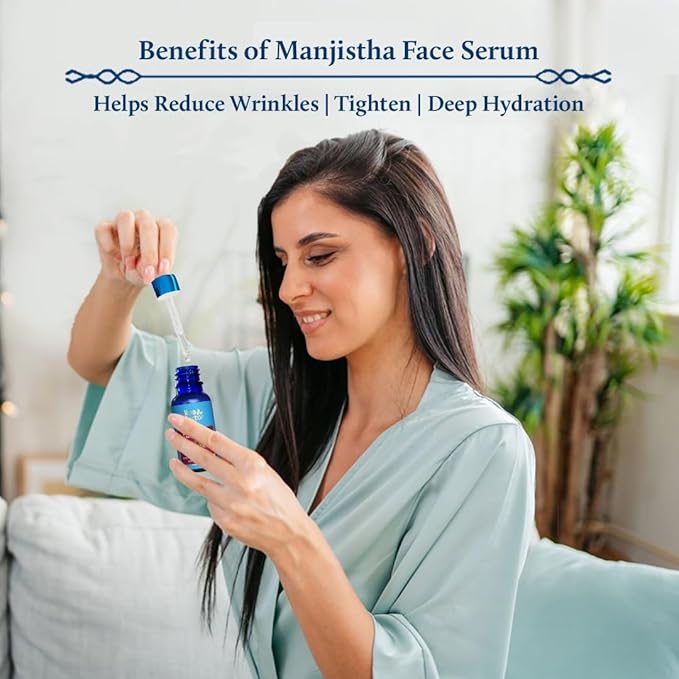 Blue Nectar Manjistha Vitamin C Face Serum for Anti Wrinkle & Skin Firming (1FlOz) with Natural Rose Face Toner for Glowing Skin & Pore Tightening(3.38Fl Oz)