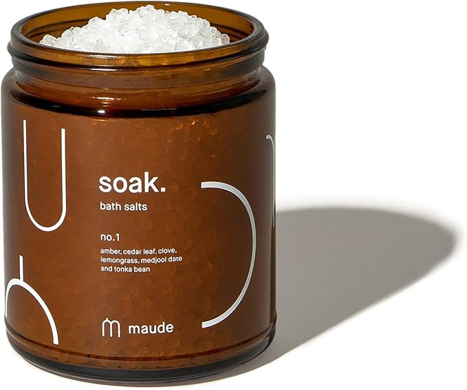 Maude Soak Bundle - Soak Mineral Bath Salts with Hand-Harvested Dead Sea Salt Crystals and Vitamins - Soak No. 1 + No. 2 (8 oz, Two Count)