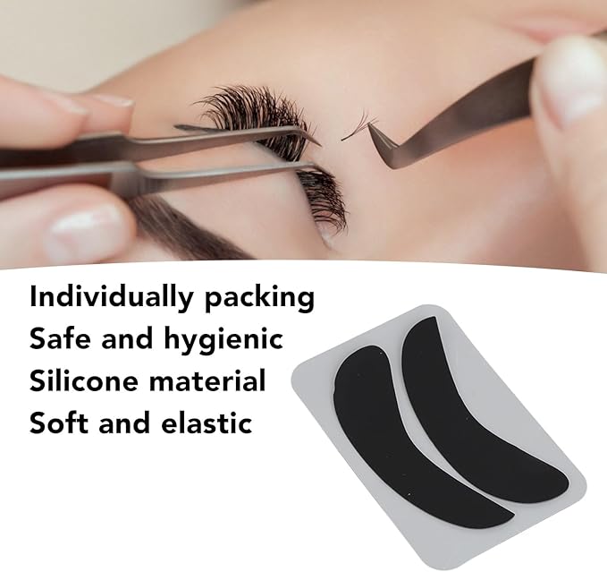 10 Pairs Half Moon Shaped Reusable Under Eye Pads for Eyelash Extension Excellent Silicone Under Eye Pads for Lash Extension with Individually Package (Black)
