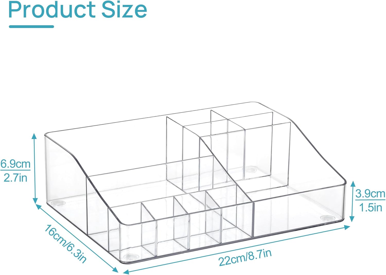 Vtopmart 1 Tier Clear Makeup Organizer, Cosmetic Storage for Dresser Countertop and Bathroom Vanity, Beauty Holder for Lipstick Brush Skincare