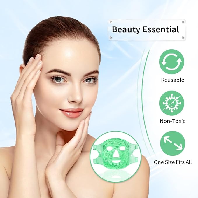 Cold Face Eye Masks Ice Face Mask Hot Cold Compress For Dark Circles, Puffiness, Migraines, Headache, Stress, Redness, Cooling Face Masks For Women Man, Skin Care