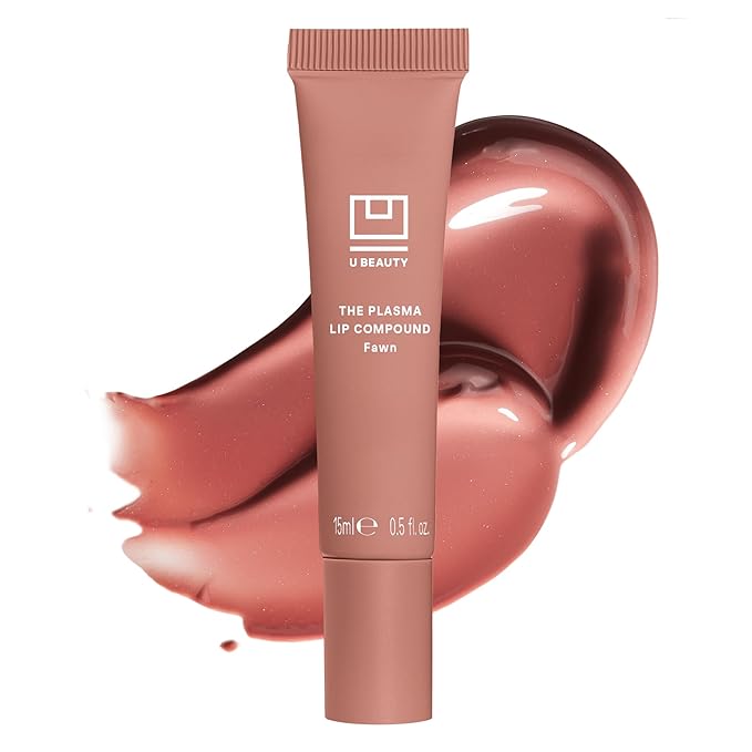 U Beauty The PLASMA Tinted Lip Compound Anti-Wrinkle & Anti-Aging Treatment - Shimmery Plumping Lip Gloss with Hyaluronic Acid, Shea Butter, Salicylic Acid & Peptides to Deeply Hydrate,Fawn- 15 mL