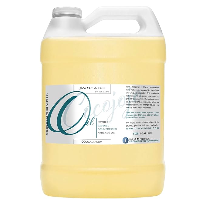 Dr Joe Lab Avocado Oil - Pure, Refined, Cold Pressed, Unscented, Non-GMO, Filtered, Carrier Gallon Oil - 128 oz - for Skin, Hair, Nails, Body, Beard, Cosmetic Formulation