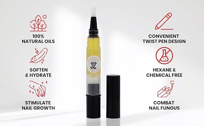 Papa Rozier Farms Nail and Cuticle Oil, 100% Pure Organic, Cold Pressed, Unrefined Moringa Oil for Strong, Soften and Soothe Dry Cuticles, 10 Milliliters, Pack of 1
