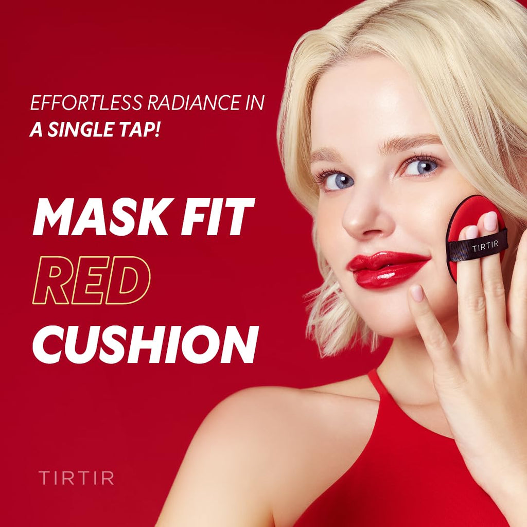 TIRTIR Mask Fit Red Cushion Foundation | Full coverage, Weightless, Skin fit, Satin Glow Finish, Korean Makeup BB Foundation, beauty, Tattoo cover up, Buildable (#31N French Beige, 0.63 Fl Oz)