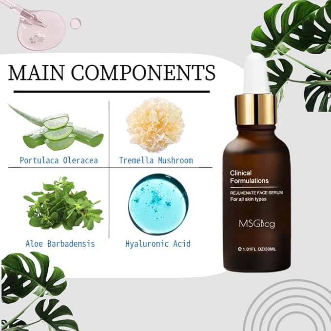 Rejuvenate Face Serum（3pcs），Stock Solution Facial Serum, in a Bottle, Instant Face Lift & Anti Aging Serum for Reduce Wrinkles - Fine Lines-plumping Skin，Hyaluronic Acid Formula for All Skin Types