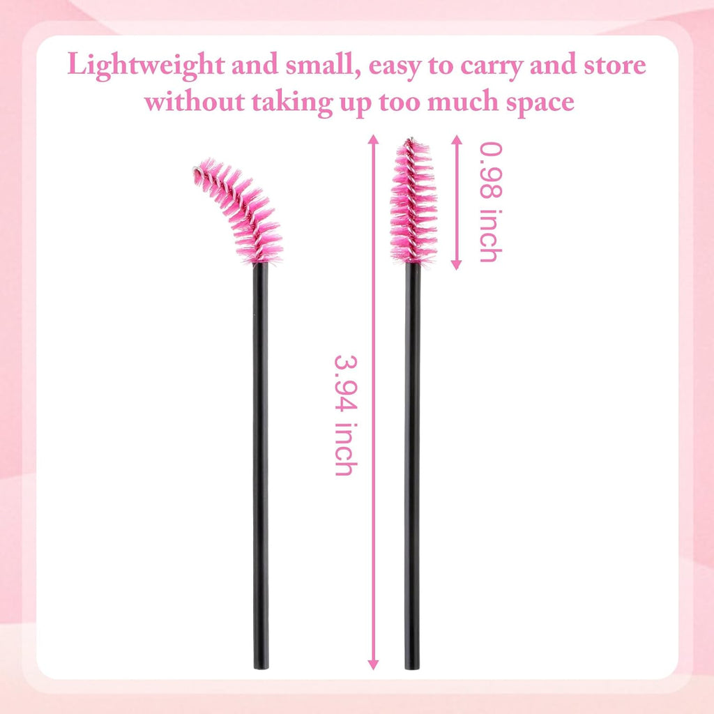 Skylety 1000 Pcs Disposable Mascara Wands Bulk Mascara Eyelash Brush Spoolies Makeup Applicator Eyelash Wands for Eye Lash Extension, Eyebrow Comb, 3.9 x 0.2 x 0.3 Inch (Rose Red,Classic)