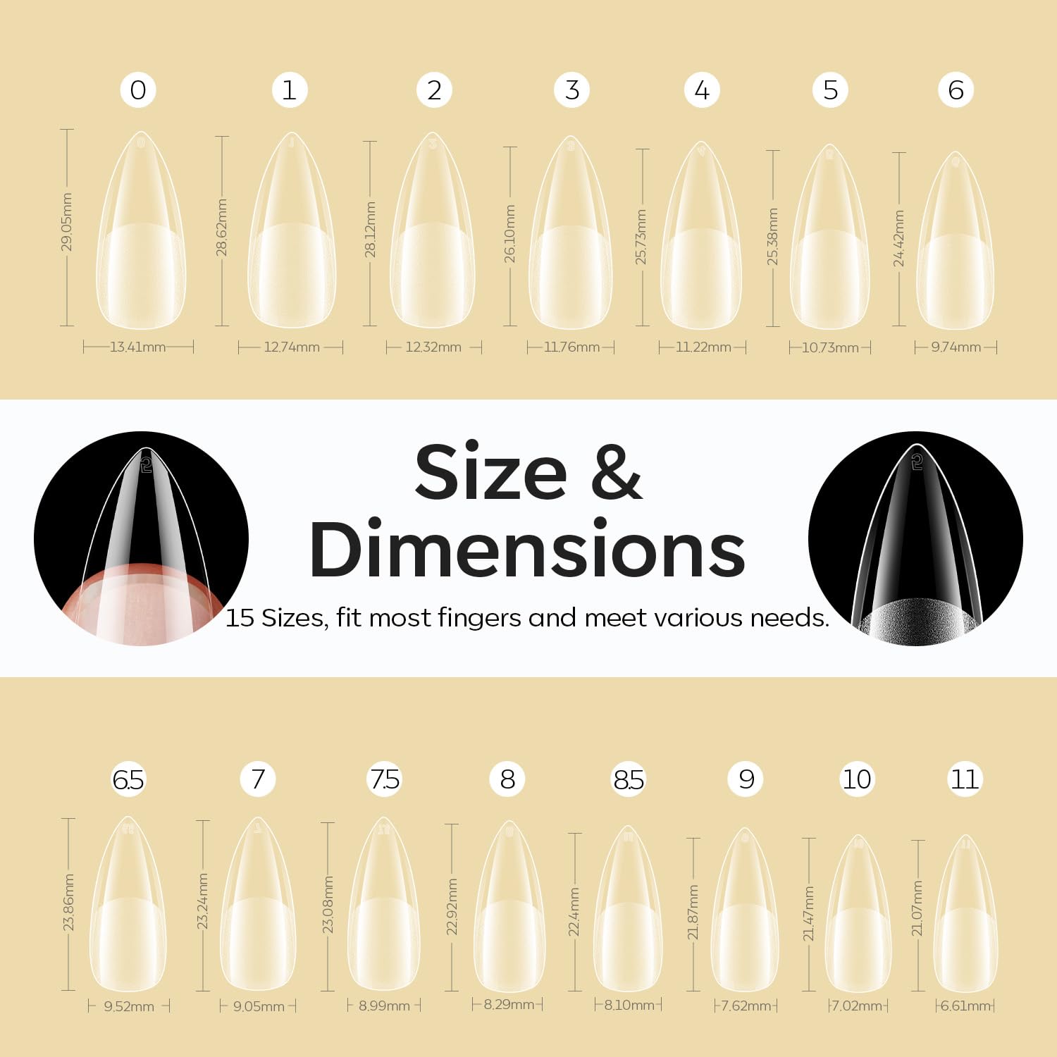 Modelones Medium Stiletto Fake Nail Tips - 510Pcs Gel Tips Pre-shaped Half Matte Full Cover Clear Acrylic Gel Kit False Press on Nails for Extension DIY Salon 15Sizes