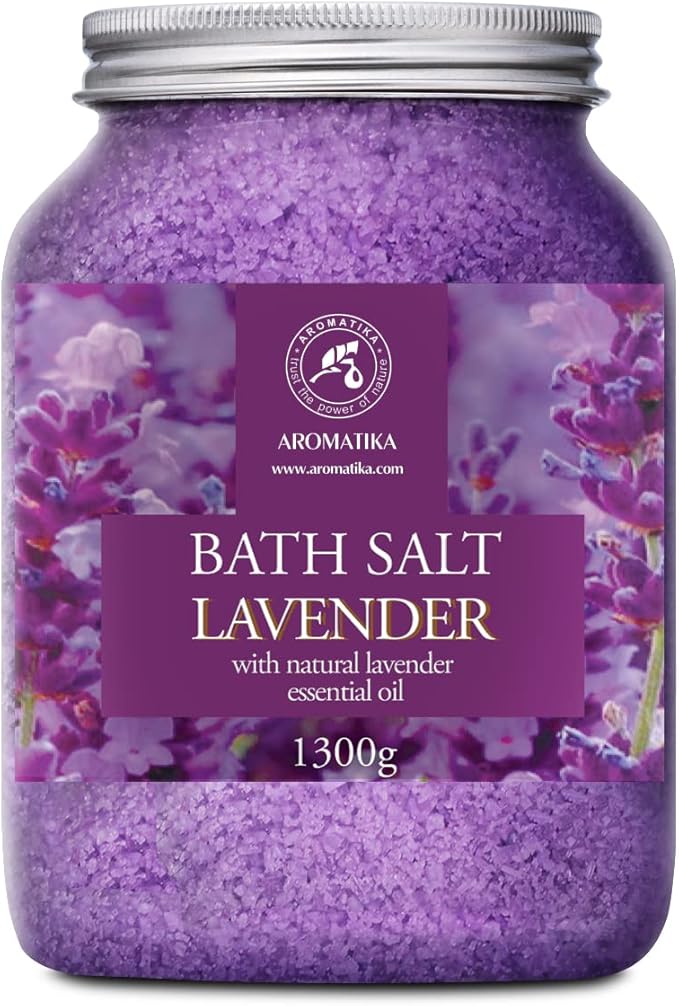 Sea Salt Lavender with Natural Lavender Essential Oil 46 Oz - Lavender Bath Salts - Lavanda Salt 1300g - Best for Good Sleep - Stress Relief - Beauty - Relaxing - Bathing - Body Care
