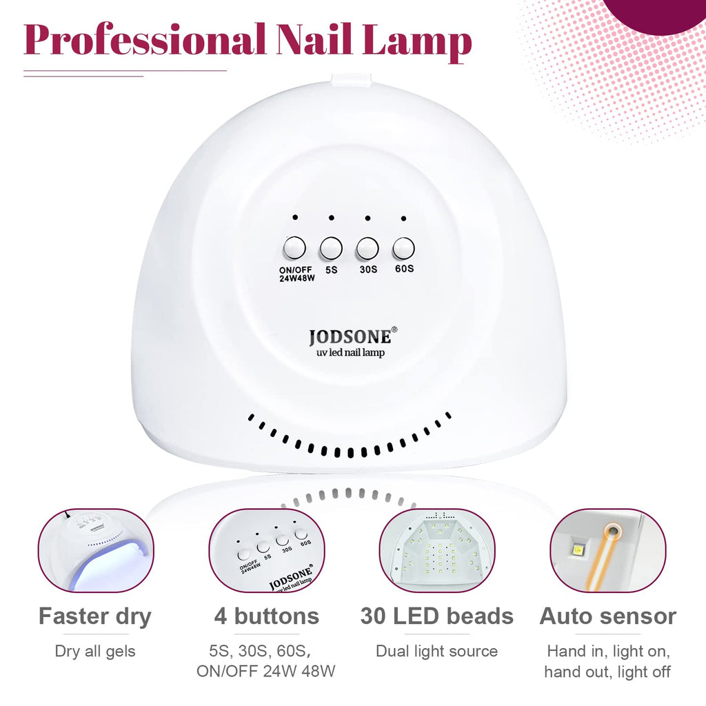 JODSONE 36 PCS Gel Nail Polish Starter Kit U V Light and Dark Series Gel Nail Set No Wipe Base Matte and Glossy Top Coat All Kinds of Manicure Tools