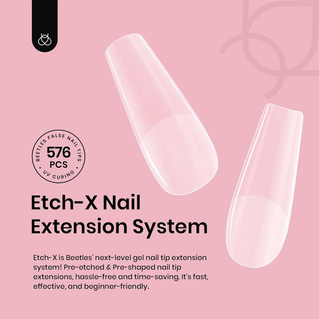 Beetles Short Coffin Nail Tips 576 PCS Half Matte Pre-shape Short Coffin Fake Nails 12 Sizes Full Cover Acrylic False Nails Nail Extension DIY Manicure Gifts for Women