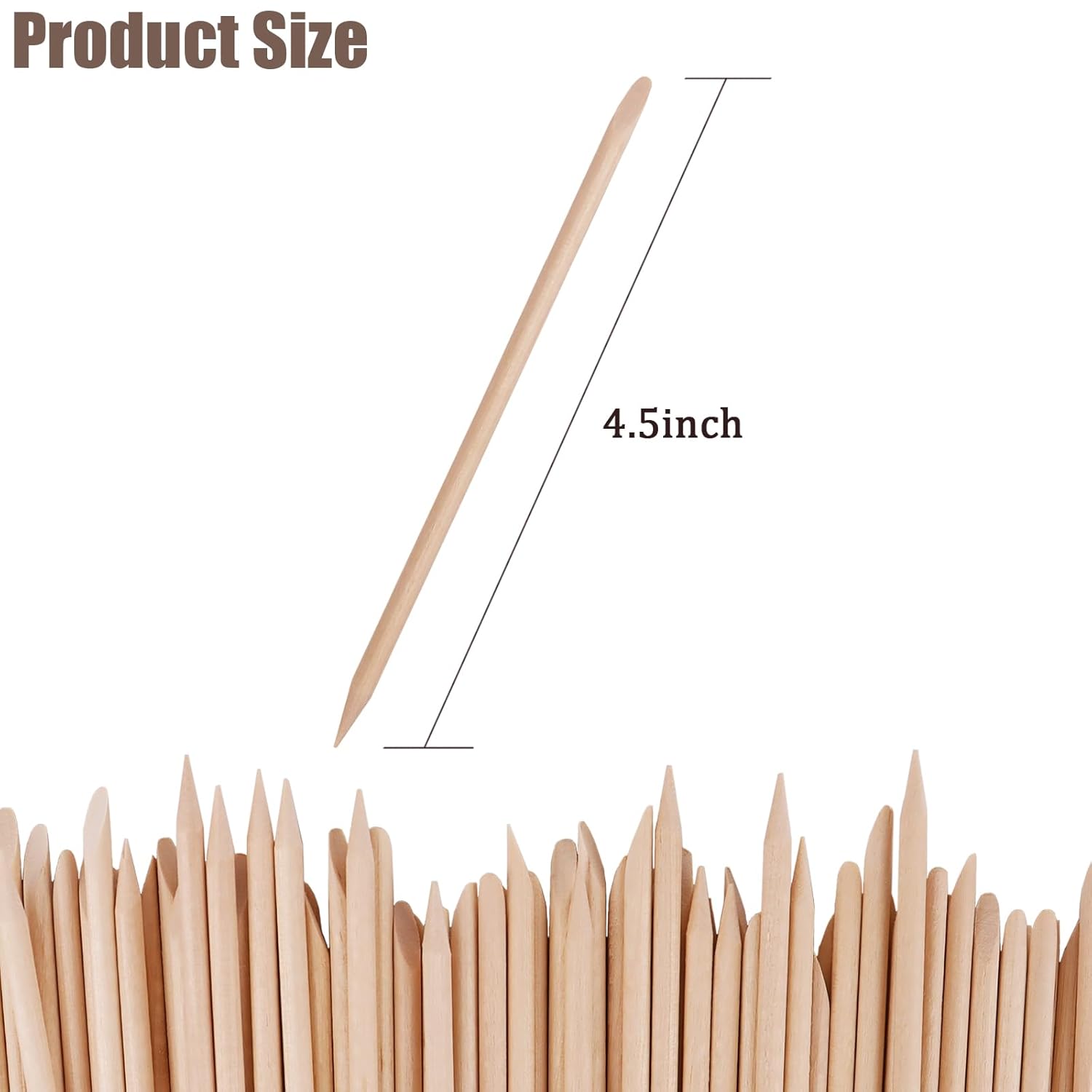 300 Pcs 4.5 Inch Orange Wooden Cuticle Pusher Sticks, Double-Sided Professional Manicure and Pedicure Pushers for Nail Art