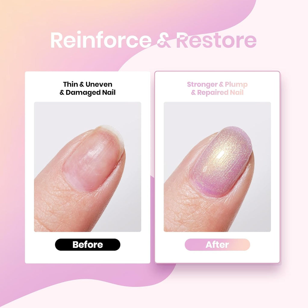 Beetles Pearl Rubber Base Gel Set- 6Pcs Pastel Rubber Base Coat Shimmer Pearl White Pink Purple Mermaid Nail Drawing Builder Gel 5-in-1 Soak Off Nail Strengthener UV Light Cure for Women