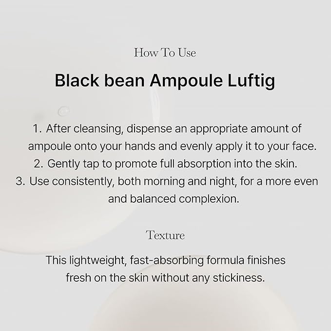 Black bean Ampoule Luftig, Skin Calm Ampoule with Skin Vitalizing, for Sensitive and Combination Skin, Mild Ampoule for Face, Korean Skin Care 1.69 fl.oz.