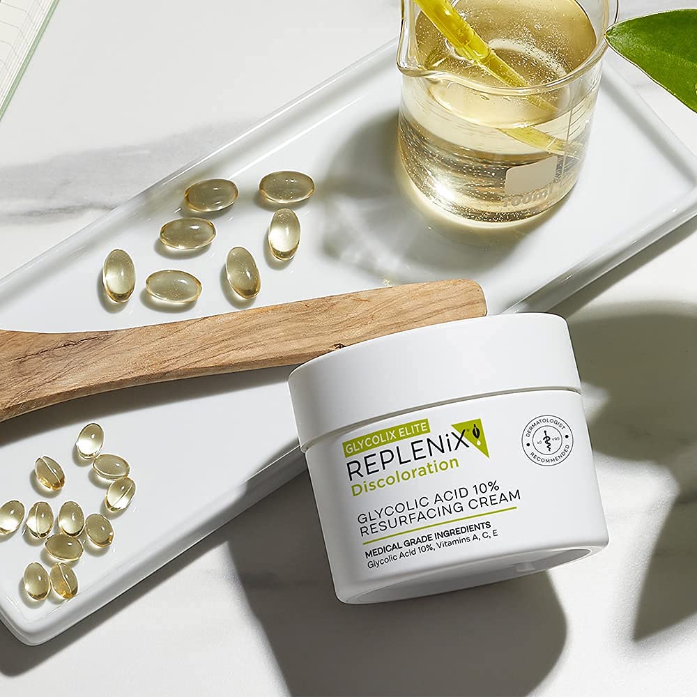 Replenix Glycolic Acid 10% Resurfacing Cream, Hydrating & Lightweight Medical-Grade Exfoliating Face Moisturizer for Skin Discoloration (1.7 oz)