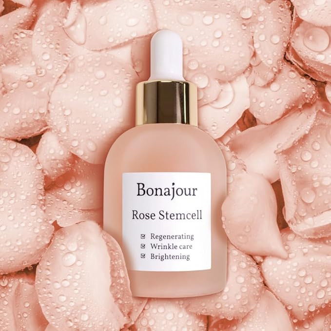 [BONAJOUR] Vegan beauty Rose Stem Cell Ampoule - Best Face Anti-Wrinkle & Aging, Brightening Care/Total Care Serum 1.0 Fl. Oz